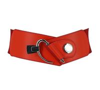 FASHIONGEN - Cowhide leather elastic belt for women, DARLENE - Red, X-Large