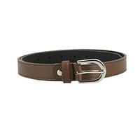 FASHIONGEN - Women genuine Italian leather belt made in France, LUNA - Brown, 85 cm (33 in) / Waist size 31 to 32
