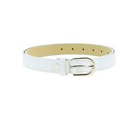 FASHIONGEN - Women genuine Italian leather belt made in France, LUNA - White, 85 cm (33 in) / Waist size 31 to 32