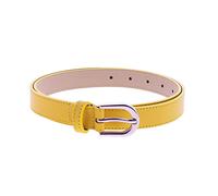 FASHIONGEN - Women genuine Italian leather belt made in France, LUNA - Yellow, 85 cm (33 in) / Waist size 31 to 32