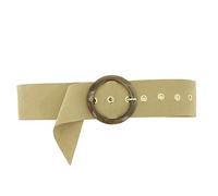 FASHIONGEN - Women's genuine Italian suede leather belt for dress, made in France, ANETTE - Beige, S-M