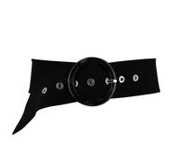 FASHIONGEN - Women's genuine Italian suede leather belt for dress, made in France, ANETTE - Black (Silver), S-M