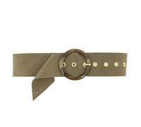 FASHIONGEN - Women's genuine Italian suede leather belt for dress, made in France, ANETTE - Brown, L-XL