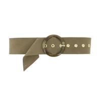 FASHIONGEN - Women's genuine Italian suede leather belt for dress, made in France, ANETTE - Brown, S-M