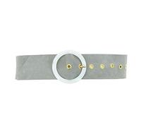 FASHIONGEN - Women's genuine Italian suede leather belt for dress, made in France, ANETTE - Grey, L-XL