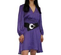 FASHIONGEN - Women's wide genuine leather belt with a round cross buckle SOLAINE - Black (Silver buckle), S-L