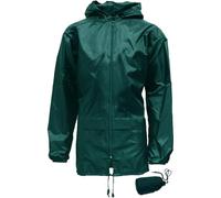 FASHIONISM Kids Plain Packaway Cagoules Boys Girls Zip Up Hooded Raincoat Waterproof Jacket (Green 14-15 Years)