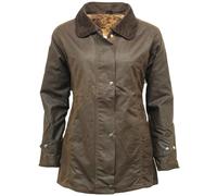 FASHIONISM Womens Classic Antique Wax Jacket with Fitted Shape & Inner Tartan Lining Ladies Zip Up Stuuded Winter Coat (Brown X-Small)