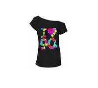 FASHIONISM Womens I Love The 90s Multi Face Graphic Print T Shirt Ladies Retro Hen Night Party 1990s Tops (Black UK 24-26)