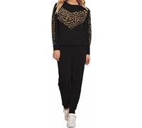 FASHIONISM Womens Long Sleeve Leopard Print Tracksuit Ladies Crew Neck Plus Size 2 piece Top Bottom loungewear Warm Co-ord Set