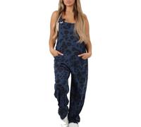 FASHIONISM Womens Sleeveless Italian Leopard Print Cotton Dungarees Ladies Square Neck Romper Adjustable Tie Strap Playsuit Racer Back Front Pocket Jumpsuit