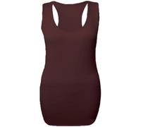 FASHIONISM Womens Sleeveless Racer Back Vest Top Ladies Bodycon Muscle Top Gym Sports Vest Top (Chocolate Brown UK 20-22)