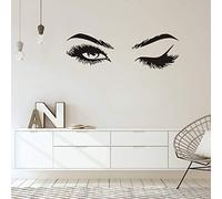 Fashionista Girl Wink Wall Decal with Beautiful Charming Eyelashes, Easy Peel and Stick Woman Mural Vinyl Art Decor for Living Room Bedroom(Y38) (Big)