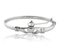 FashionJunkie4Life 925 Sterling Silver Irish Claddagh Celtic Knot Bangle Bracelet, 6.5 Inches, Metal, no gemstone