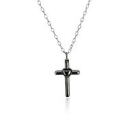 FashionJunkie4Life Cross with Heart Necklace | Stainless Steel Charm with 18" Chain | Religious Christian Gift for Women