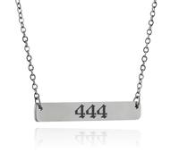 FashionJunkie4Life Stainless Steel Bar Necklace | Laser Engraved Angel Number with 18" Chain | Numerology Gift for Women & Men, Sterling Silver, No Gemstone