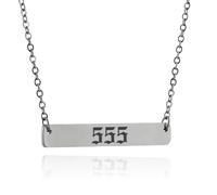 FashionJunkie4Life Stainless Steel Bar Necklace | Laser Engraved Angel Number with 18" Chain | Numerology Gift for Women & Men, Sterling Silver, No Gemstone