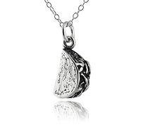 FashionJunkie4Life Sterling Silver 3D Taco Charm Pendant Necklace, 18" Chain