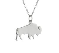 FashionJunkie4Life Sterling Silver Buffalo Silhouette Pendant Necklace, 18" Chain