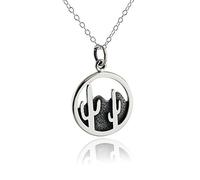 FashionJunkie4Life Sterling Silver Desert Cactus and Mountains Landscape Charm Necklace, 18" Cable Chain, Metal