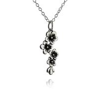 FashionJunkie4Life Sterling Silver, Gold, and Bronze Flower Charm Necklaces for Women, Sterling Silver