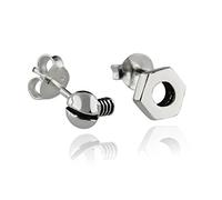FashionJunkie4Life Sterling Silver Hobby Stud Earrings with Butterfly Backs, Nut & Bolt, Sterling Silver