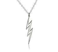 FashionJunkie4Life Sterling Silver Lightning Bolt Outline Pendant Necklace, 18" Chain