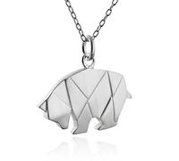 FashionJunkie4Life Sterling Silver Origami Bear Pendant Necklace, 18"