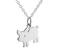 FashionJunkie4Life Sterling Silver Silhouette Pot-bellied Pig Charm Pendant Necklace, 18 Inch Chain
