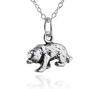 FashionJunkie4Life Sterling Silver Small 3D Bear Charm Necklace, 18" Chain