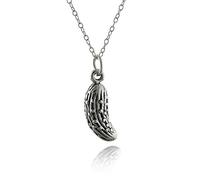 FashionJunkie4Life Sterling Silver Small 3D Pickle or Cucumber Charm Necklace 18" Cable Chain