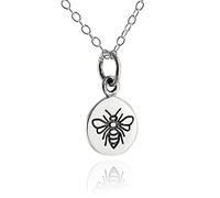 FashionJunkie4Life Sterling Silver Tiny Etched Honey Bee Charm Necklace, 18" Chain