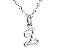 FashionJunkie4Life Sterling Silver Tiny Initial Letter Z Charm Necklace, 18 Inch Chain, Cursive Handwriting