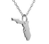 FashionJunkie4Life Sterling Silver Tiny State of Florida Charm Necklace, 18" Chain