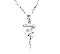 FashionJunkie4Life Sterling Silver Tornado Twister Pendant Necklace, 18" Chain, Scribble Mark, Metal