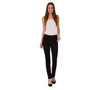FashionLabels4Less Ex High Street Brand 8804 Slim Leg Denim Jean with Stretch - Colour: Black, Size: 12 Leg Length: Short