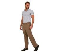 Fashionlabels4less Ex High Street Brand Men’s Formal Trouser Machine Washable Polyester Trouser with Hook Bar and Zip Fastening Light Brown
