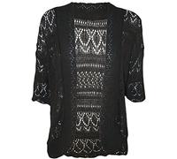 FashionMark Plus Size Women's Crochet Knitted Cardigan Shrug, Black, 20-22/XXL