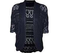 FashionMark Plus Size Women's Crochet Knitted Cardigan Shrug - Blue - 20 UK/22 UK=XXL