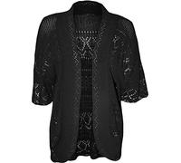 FashionMark Plus Size Women's Crochet Knitted Shrug Cardigan - Black - 16-18