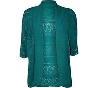 FashionMark Plus Size Women's Crochet Knitted Shrug Cardigan - Blue - 24-26