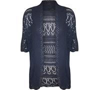 FashionMark Plus Size Women's Crochet Knitted Shrug Cardigan - Blue - 24-26