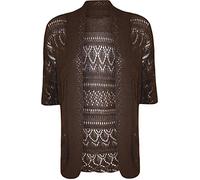 FashionMark Plus Size Women's Crochet Knitted Shrug Cardigan - Brown - 24-26