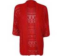 FashionMark Plus Size Women's Crochet Knitted Shrug Cardigan - red - 20-22