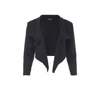 FashionMark Womens 3/4 Sleeves Waterfall Cropped Blazer Jacket Top, Black, XL = 12/14