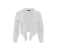 FashionMark Womens 3/4 Sleeves Waterfall Cropped Blazer Jacket Top, Cream, XL = 12/14