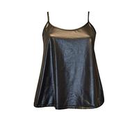 FashionMark Women's New Strappy Wet Look PVC Camisole Vest Top, Black, X-Large