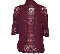 FashionMark Women's Plus Size Crochet Knitted Short Sleeve Cardigan - Purple - 16-18
