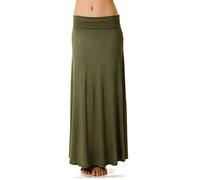 FashionMark Womens Super Soft Fold Over Maxi Skirt - beige - Small