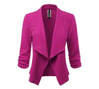 FASHIONOMIC Women's Stretch 3/4 Open Blazer Cardigan Jacket (CLBC001) Magenta 1X